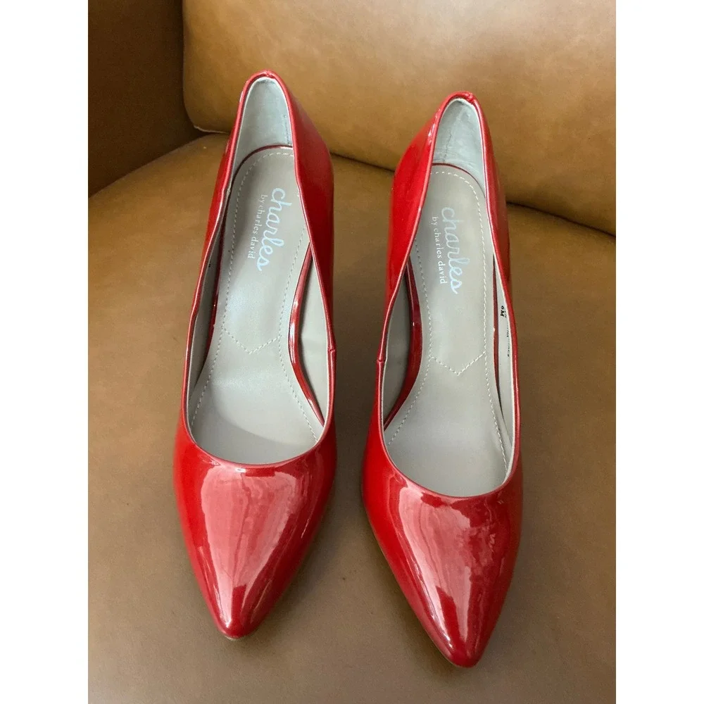 Charles by Charles David Pact Pump Womens 6M Red Patent Stiletto Heel